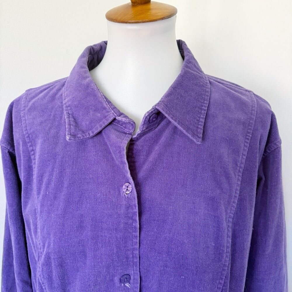 Women's Vtg Y2K Purple Cord Corduroy Shacket Shirt Jacket 3X Cotton Stretch - Picture 3 of 16